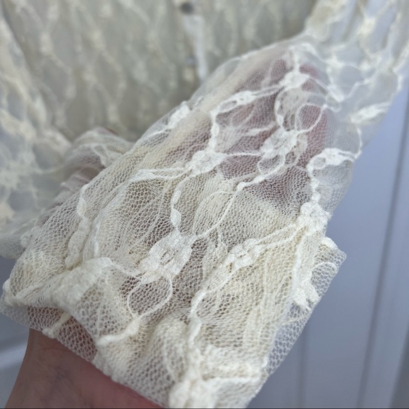 Lace Sheer Button-Up Top - Picture 4 of 4